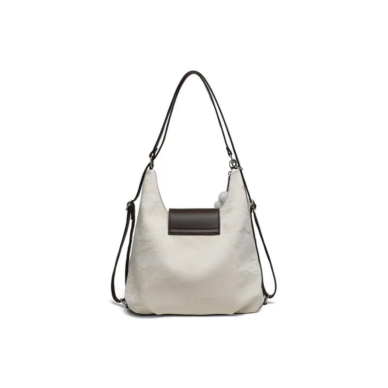 C°BANNER Cow Leather Underarm Tote Shoulder Bag Regular Women's White & Coffee-2
