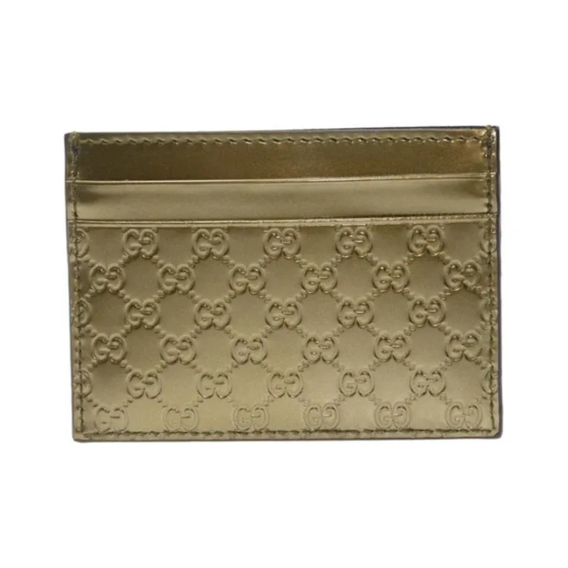 GUCCI Patent Leather Card Clip Card Holder Women's Gold-2