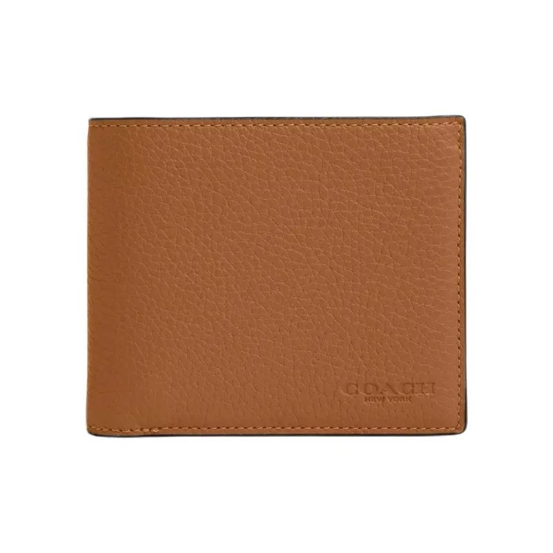 COACH 3 IN 1 Wallet High-Quality Pebbled Leather Wallet Mini Women's Brown-0