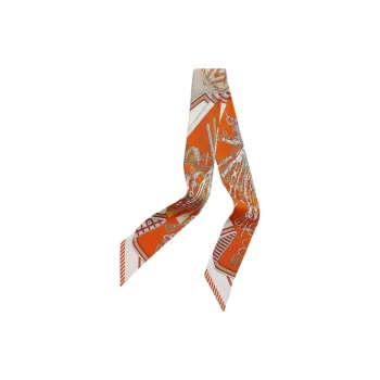 HERMES Ribbon Silk Silk Scarves Unisex Orange