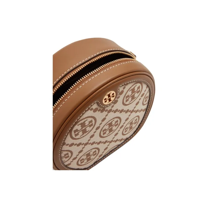 TORY BURCH T Monogram Jacquard Cow Leather Crossbody Bags Mini Women's Hazelnuts Brown-3