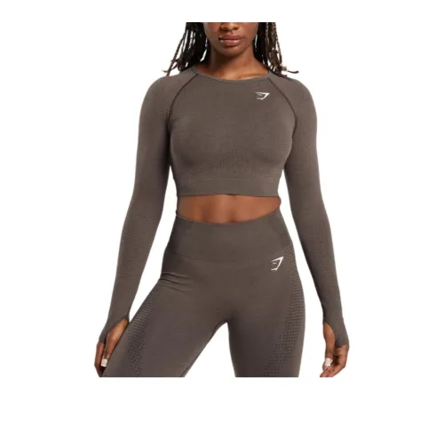 GYMSHARK T Shirt Women's Brown Mud Shale