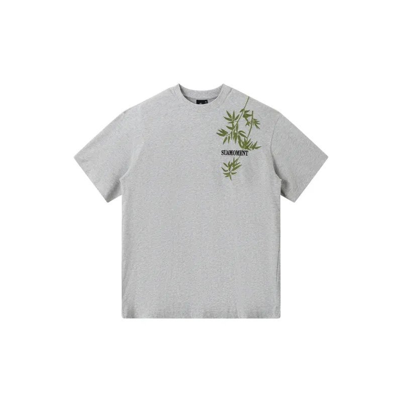 Suamoment Short Sleeved Chinese Style Casual Loose Fit T Shirt Top Unisex-5