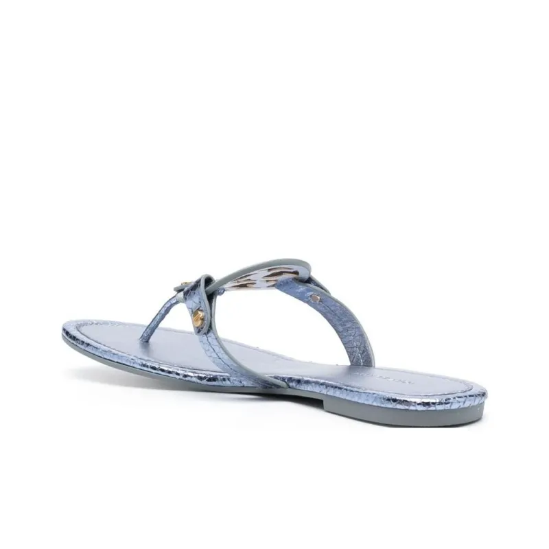 TORY BURCH Miller Python effect Leather Flip Flops-3