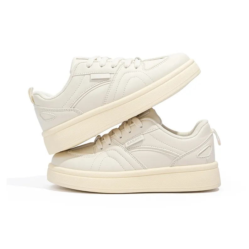 BABAYA KIDS Anti Slip And Wear Resistant Lightweight Low Top Skateboard Shoes Women's White-3