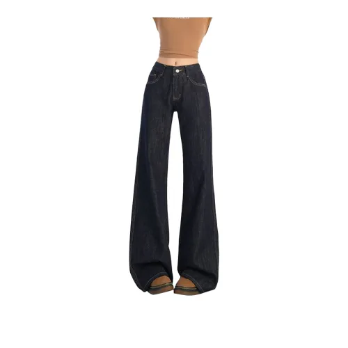FAIRWHALE Loose Fit Wide-Leg Jeans Women's Denim Blue