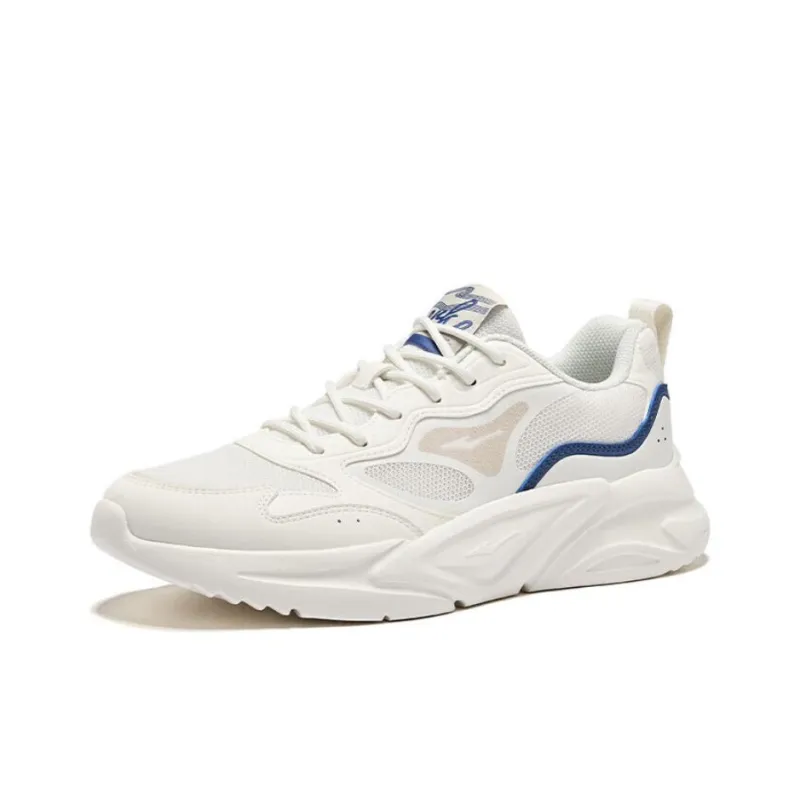 Erke Anti Slip And Wear Resistant Coverage Low Top Casual Shoes Men's Beige Blue-1