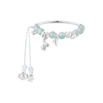 Lao Feng Xiang S925 Half Bangle Half Chain Layering Women's Bestie Girlfriend Box