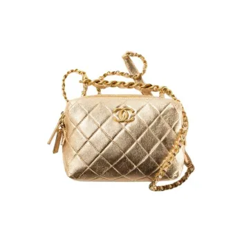 CHANEL 22SS Sheepskin Crossbody Bags Mini Women's Gold