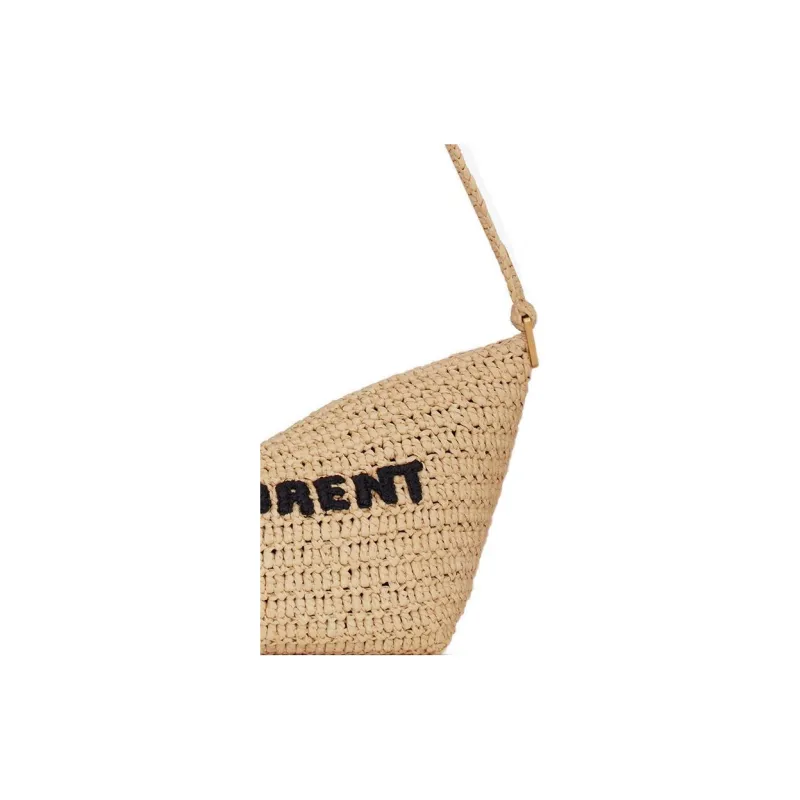 SAINT LAURENT TUC Faux Straw Woven Portable Crossbody Bag Shoulder Bag Women's Yellow-4