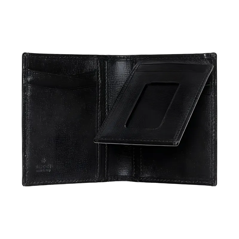 GUCCI Canvas With Leather Trim Wallet Mini Men's Black-3