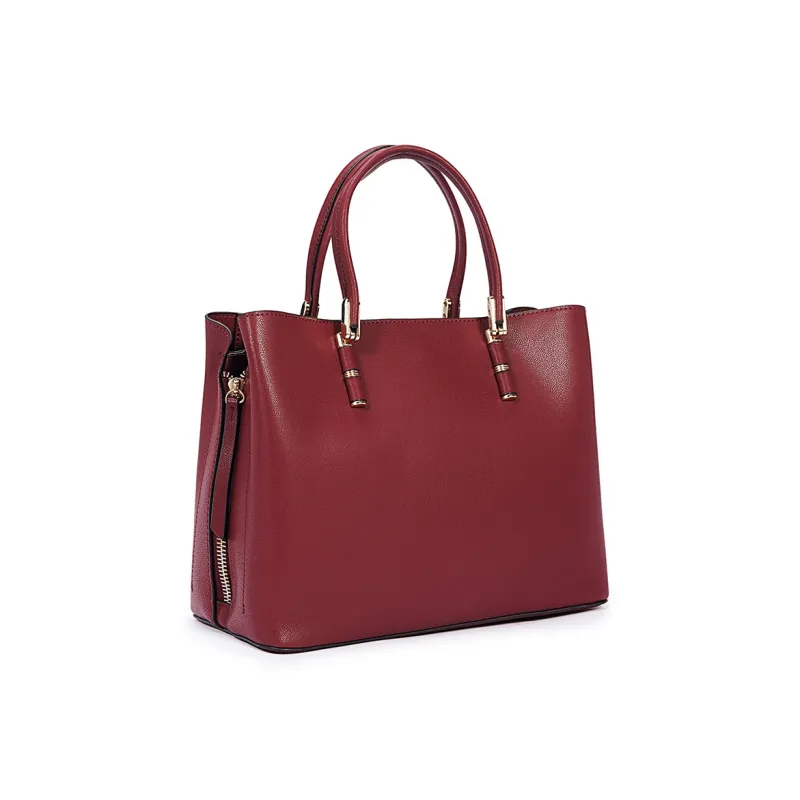 Dubaolu Cow Leather One Shoulder Crossbody Bag Multi Functional Wrist Handbag Large Size Women's Red/Apricot/Black-3