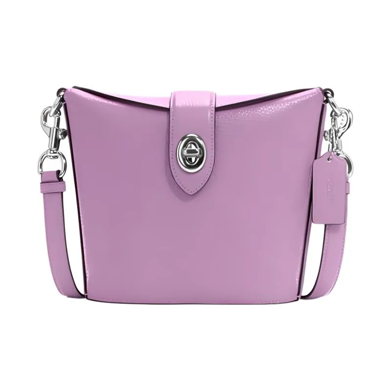 COACH Pebble Texture Cow Leather French Fries Bag, Shoulder Bag, Crossbody Bag Women's Lavender Purple-0