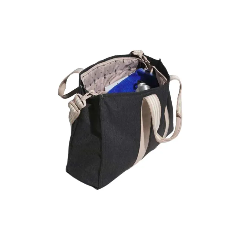 Adidas Polyamide Tote Bag Shopping Bag Shoulder Bag Crossbody Bag Handbag Unisex Black-3