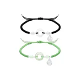 Fu Bell and Knot Bracelet (Black Cord+Green Lanyard)