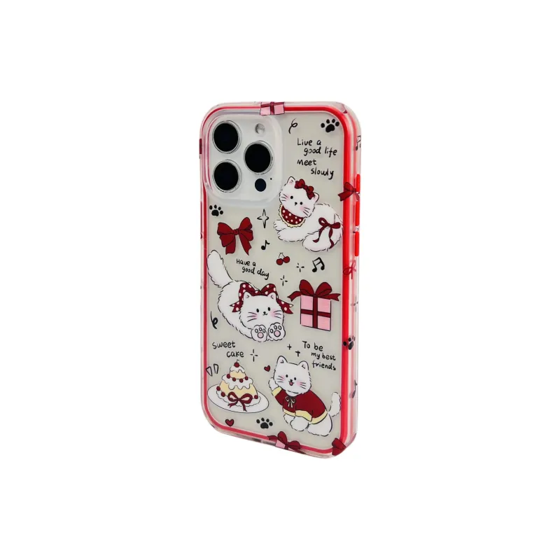 Wei Xin Acrylic Material 2 in 1 Bowknot Cat Phone Cases Compatible With IPhone 16/15 Pro Max/Apple 13/14 Pro/Max-6