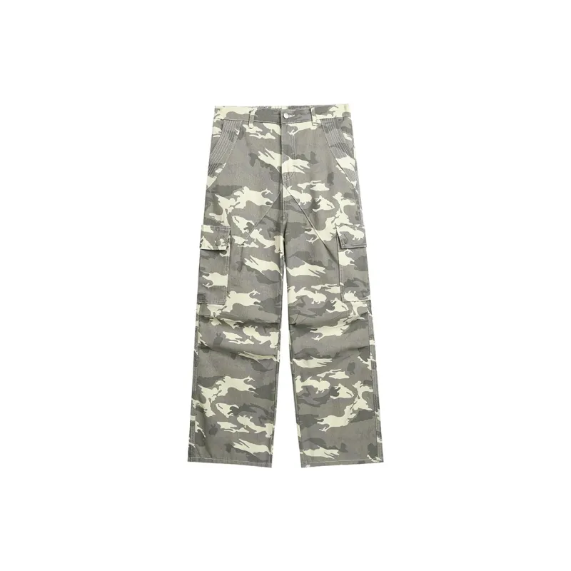 Qnxeey Cargo Pants Unisex Desert Camouflage-1