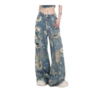 KUNZHUDAXIANG Jeans Women's Blue Shades Single Item