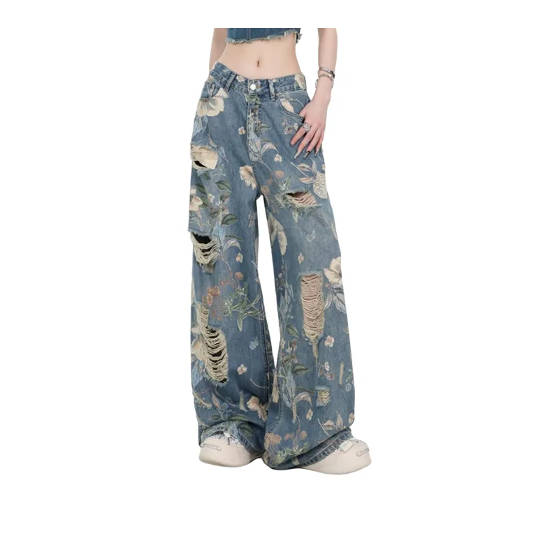 KUNZHUDAXIANG Jeans Women's Blue Shades Single Item-0