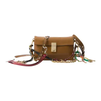 PRADA Soft Sound Calfskin Shoulder Bag Trumpets Women's Caramel