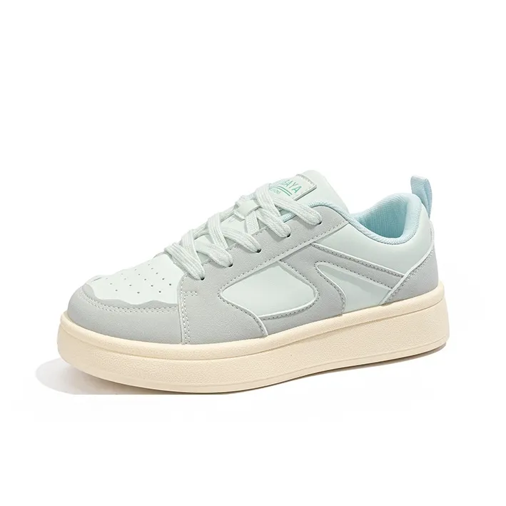 Babaya Slip Resistant Lightweight Breathable Low Top Skateboard Shoes Women's Blue Gray-1