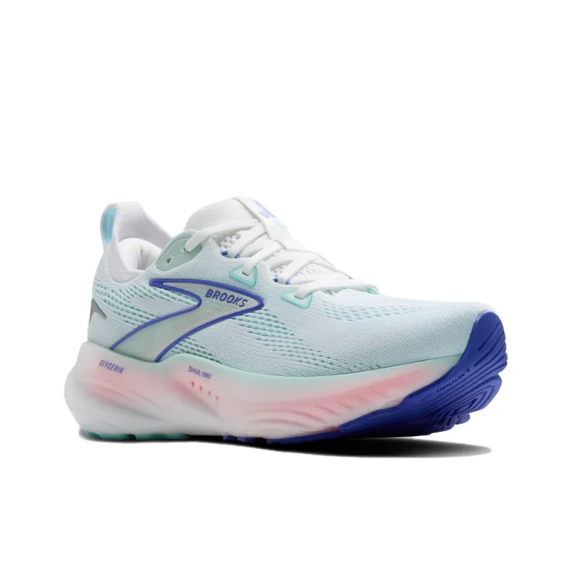 Brooks Cushioning, Slip Resistant, And Abrasion Resistant Low Top Casual City Commute Running Shoes Women's White Blue-2