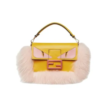 FENDI Baguette Calfskin Shoulder Bag, Crossbody Bag, Handbag Mini Women's Yellow