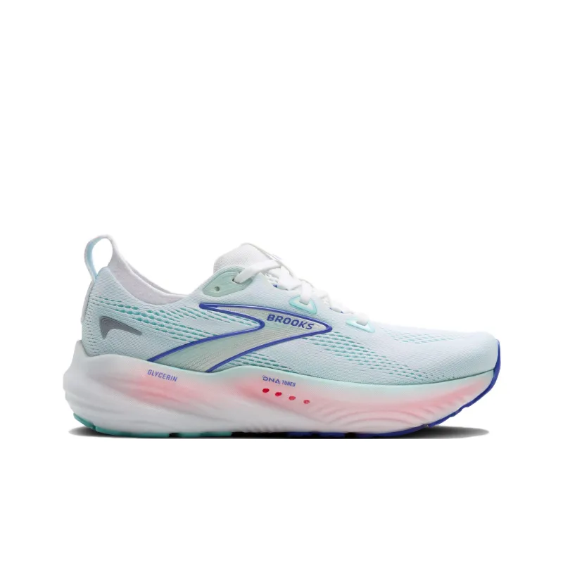 Brooks Cushioning, Slip Resistant, And Abrasion Resistant Low Top Casual City Commute Running Shoes Women's White Blue-1