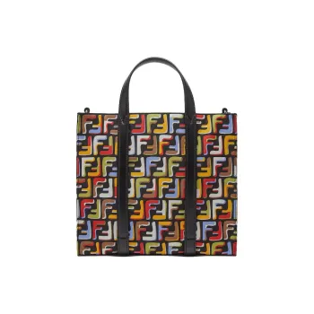 FENDI FF Polyamide Tote Bag Shopping Bag Handbag Mini Women's Black & Multicolor