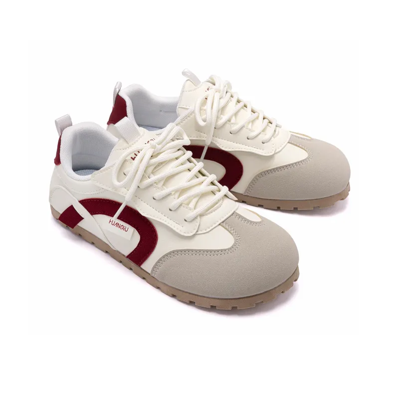 HUANQIU Abrasion Resistant Cushioning Low Top Casual Shoes Women's Beige Red-2