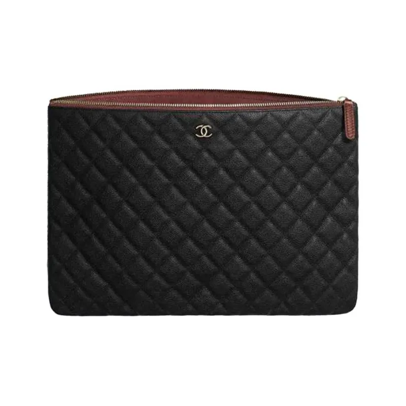 CHANEL With Cow Leather And Sheepskin Clutch Tubas Women's Black-2