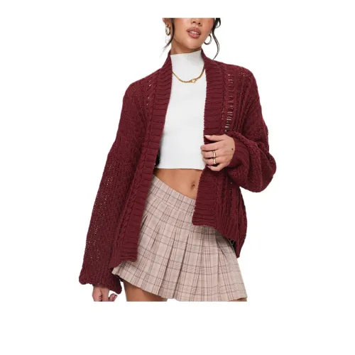 PRINCESS POLLY ABNER CABLE CARDIGAN Knitwear Women's BURGUNDY/Burgundy