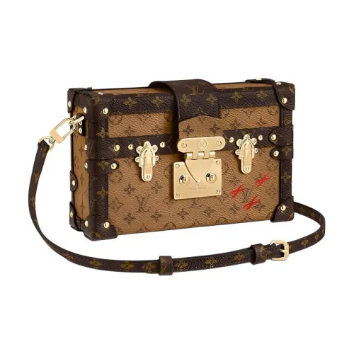 LOUIS VUITTON PETITE MALLE Coated Canvas Square Box Bag Handheld Crossbody Bag Shoulder Bag Women's Light Brown