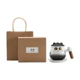 [Lucky Cat]Rich Overnight Tea Cup_Beige Sand Black (Black Lid)