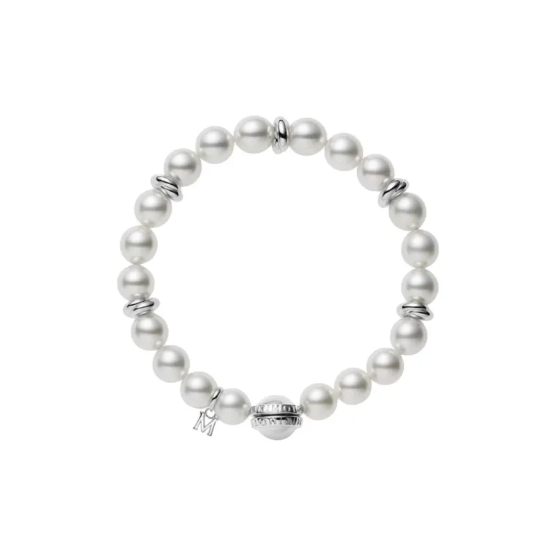 MIKIMOTO Cultured Pearl Metal Polyester Sterling Silver Bracelets Unisex Silver-1