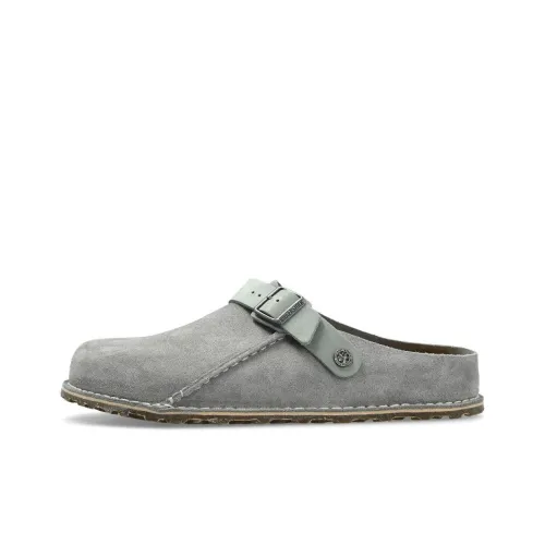 Birkenstock Lutry Premium Suede Rubber Sole Abrasion Resistant Slip Resistant Closed Toe Slippers Men's Gray Green