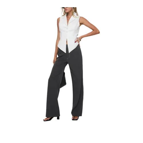 PRINCESS POLLY CAMPUS LONG LINE VEST Shirt Women's White/White