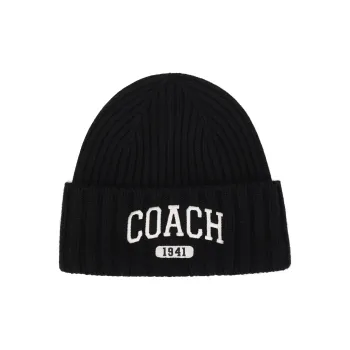 COACH Sheep Wool Beanies Unisex Black