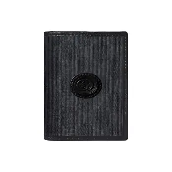 GUCCI Canvas With Leather Trim Wallet Mini Men's Black