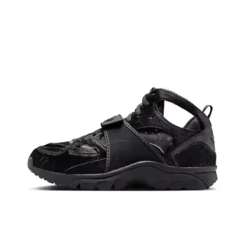 Corteiz x Nike Air Trainer Huarache Anti-Slip Wear-Resistant Mid-Top Vintage Basketball Shoes Unisex Black