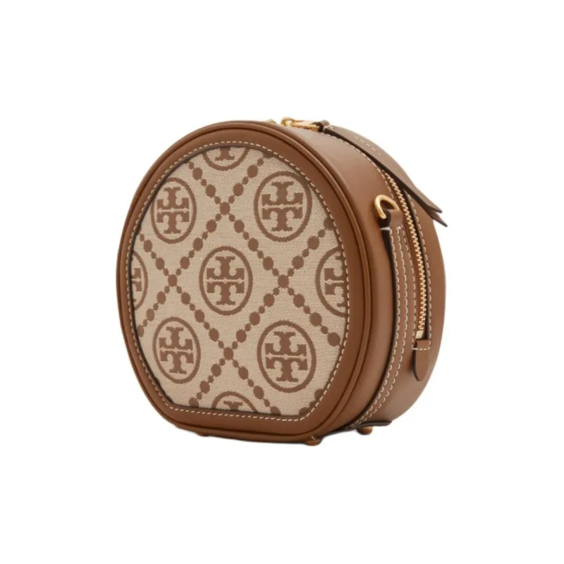 TORY BURCH T Monogram Jacquard Cow Leather Crossbody Bags Mini Women's Hazelnuts Brown-1