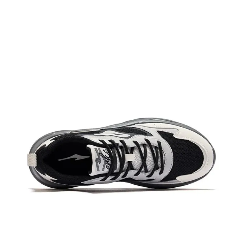Erke Cushioning Anti Slip And Wear Resistant Low Top Casual Shoes Men's White Gray Black-3