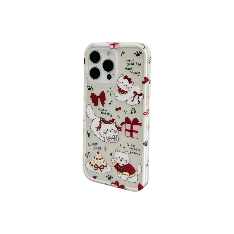 Wei Xin Acrylic Material 2 in 1 Bowknot Cat Phone Cases Compatible With IPhone 16/15 Pro Max/Apple 13/14 Pro/Max-2