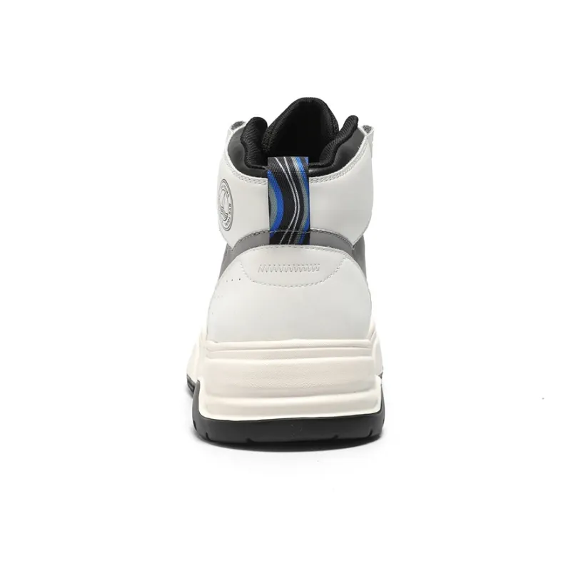 NAVIGARE Small Sailboat Height Increasing High Top Skateboard Shoes Men's Black White-4