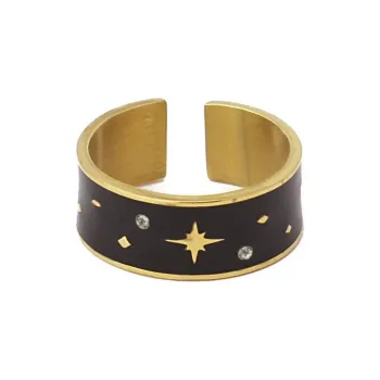 ANARTXY Surgical Steel Enamel Zircon Rings Unisex Gold