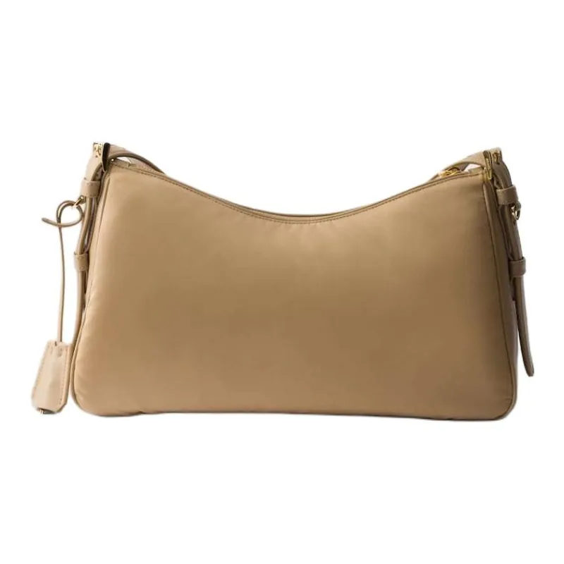 PRADA Recycled Nylon Handbag, Shoulder Bag Tubas Women's Camel Brown-3