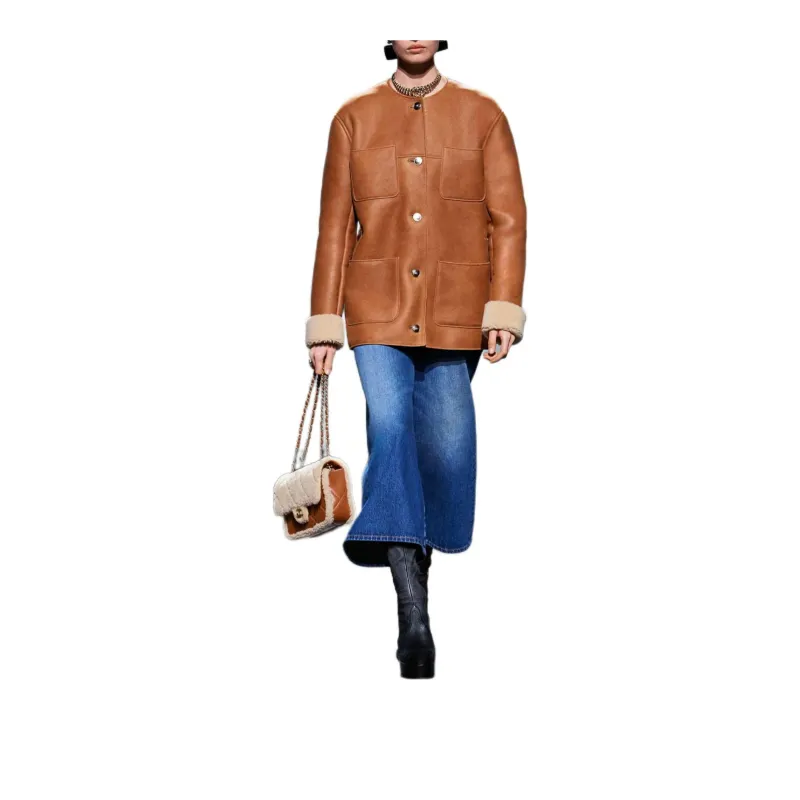 CHANEL FW24 Leather Jacket Women's Brown-1
