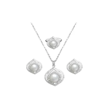 Beth Jewelry Pearl Necklace Ring Earrings Women's
