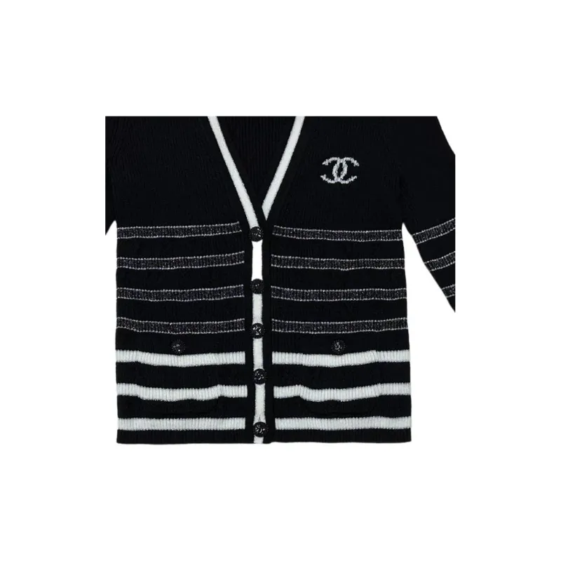 CHANEL Cashmere Sweaters Women's Black/White-4