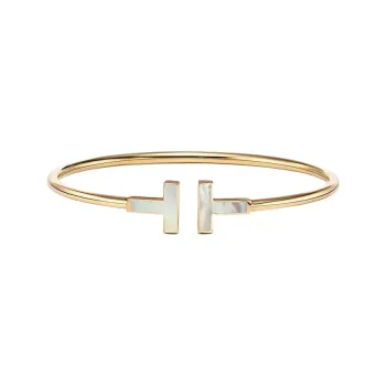TIFFANY & CO. 18K White Gold, Mother Of Pearl Bangles Unisex Gold